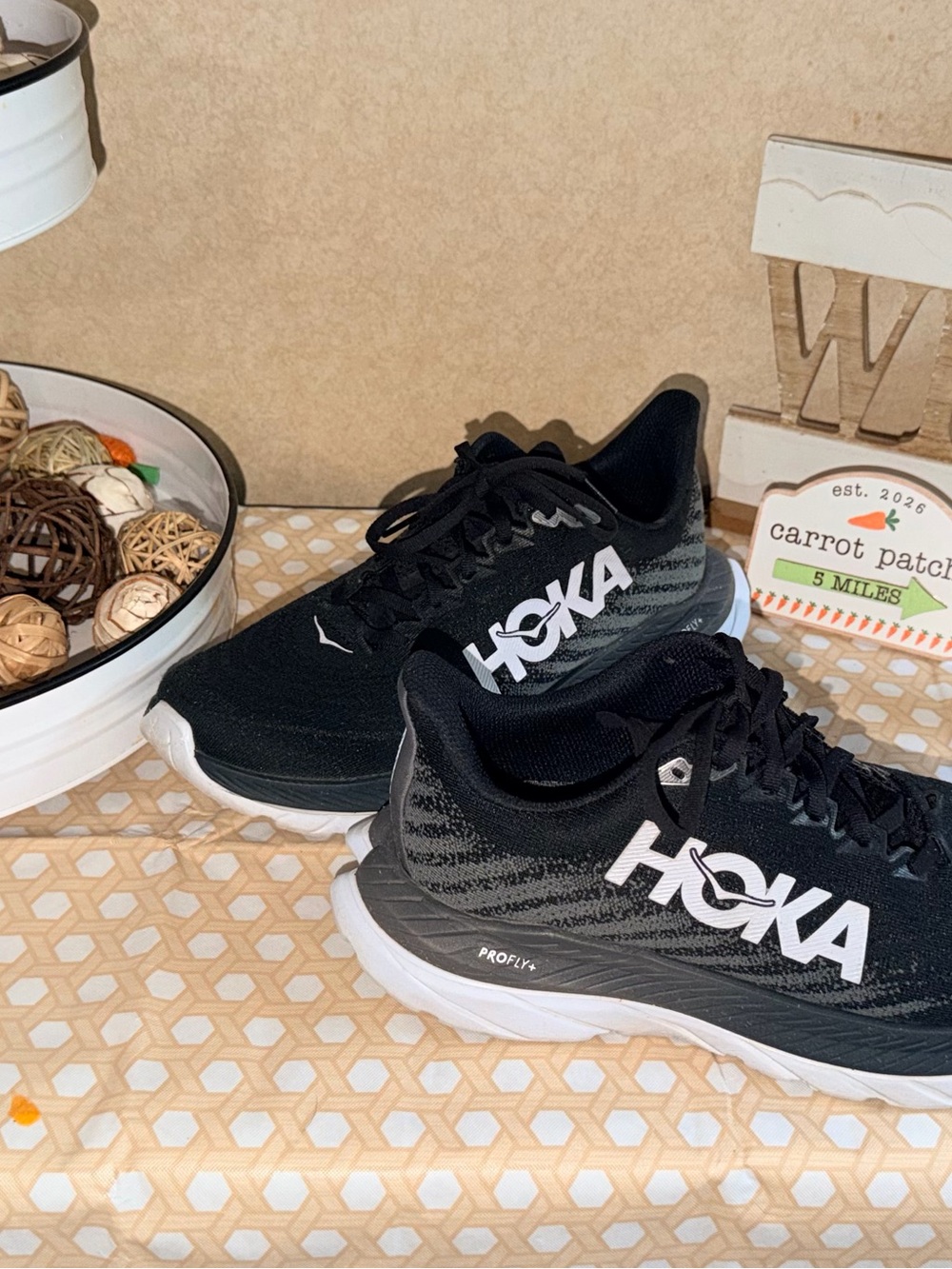 Hoka Mach 5 Black and White Performance Walking/Running Sneakers